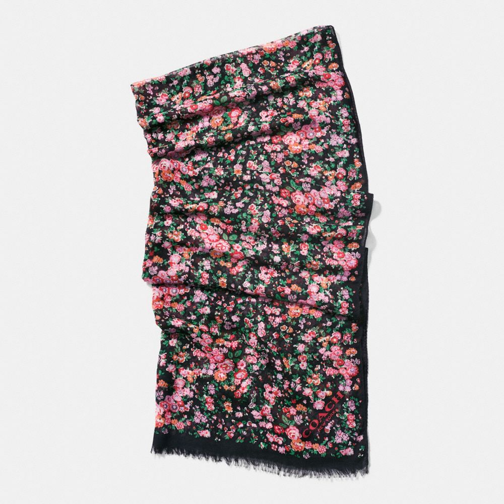 POSEY CLUSTER OBLONG SCARF - COACH F58010 - BLACK MULTICOLOR