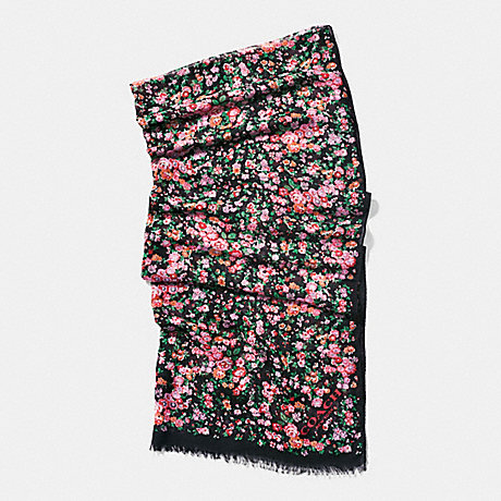COACH POSEY CLUSTER OBLONG SCARF - BLACK MULTICOLOR - f58010