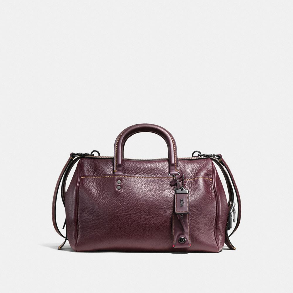 ROGUE SATCHEL IN GLOVETANNED PEBBLE LEATHER - COACH f58023 -  BLACK COPPER/OXBLOOD
