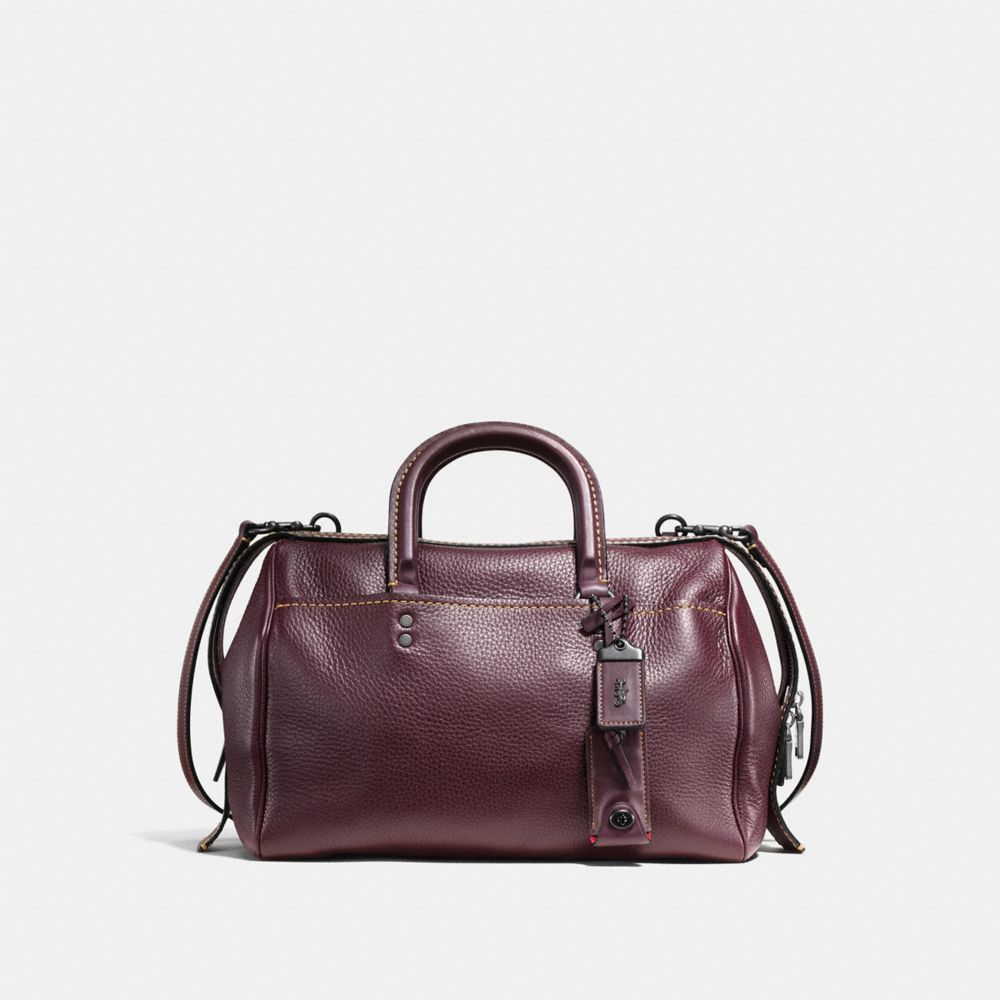 COACH ROGUE SATCHEL IN GLOVETANNED PEBBLE LEATHER - BLACK COPPER/OXBLOOD - F58023