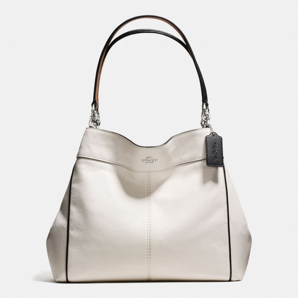 LEXY SHOULDER BAG WITH CONTRAST TRIM IN PEBBLE LEATHER - COACH  f58044 - SILVER/CHALK MULTI