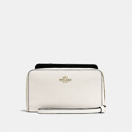 COACH PHONE WALLET IN CROSSGRAIN LEATHER - IMITATION GOLD/CHALK - f58053