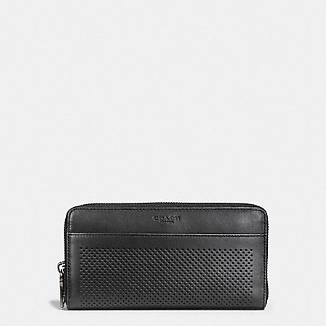 COACH ACCORDION WALLET IN PERFORATED LEATHER - BLACK - f58104