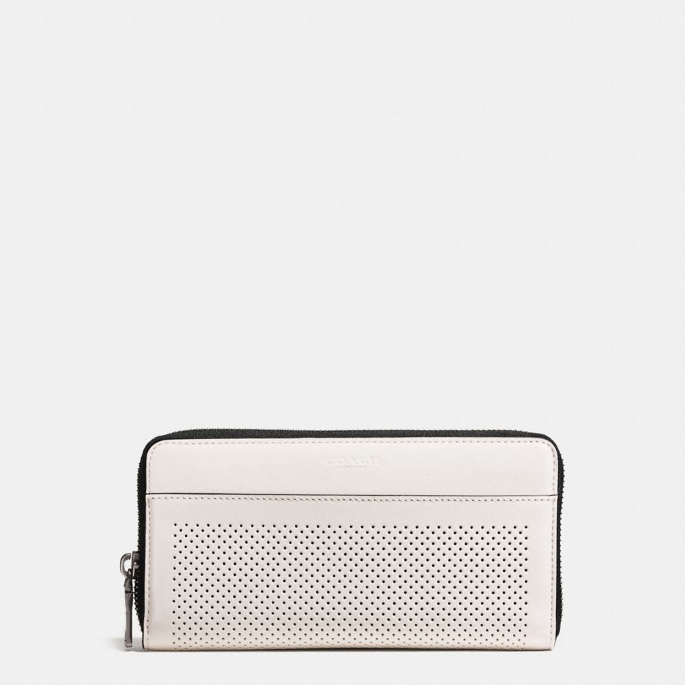 ACCORDION WALLET IN PERFORATED LEATHER - COACH f58104 - CHALK/BLACK