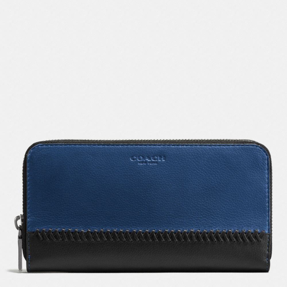 ACCORDION WALLET IN BASEBALL STITCH LEATHER - COACH f58105 -  INDIGO/BLACK