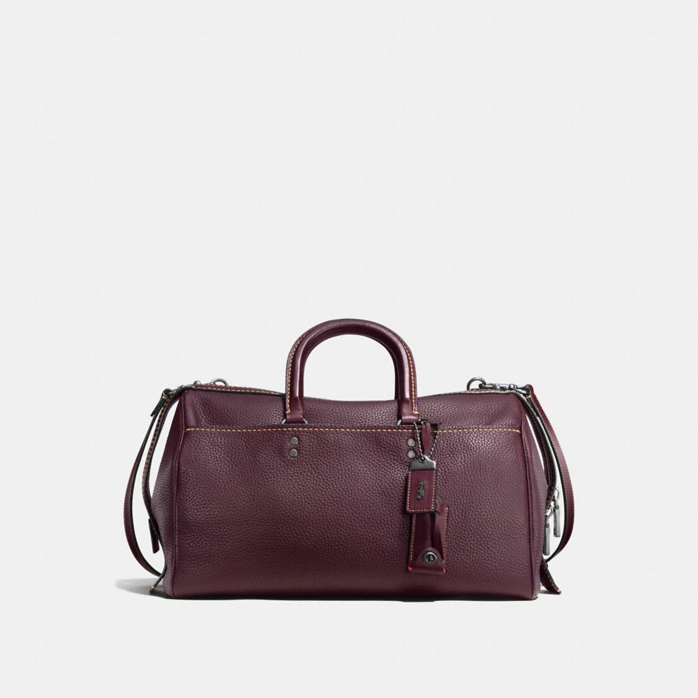 ROGUE SATCHEL 36 IN GLOVETANNED PEBBLE LEATHER - COACH f58119 -  BLACK COPPER/OXBLOOD
