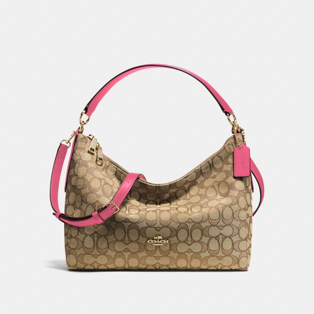 EAST/WEST CELESTE CONVERTIBLE HOBO IN OUTLINE SIGNATURE - COACH F58284 - IMITATION GOLD/KHAKI STRAWBERRY