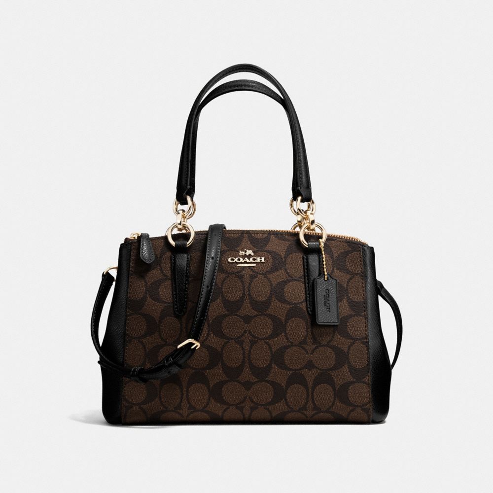 COACH MINI CHRISTIE CARRYALL IN SIGNATURE - IMITATION GOLD/BROWN/BLACK - F58290