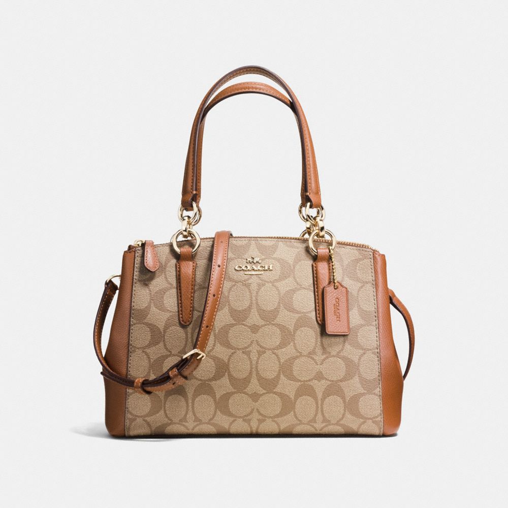 MINI CHRISTIE CARRYALL IN SIGNATURE - COACH f58290 - IMITATION  GOLD/KHAKI/SADDLE