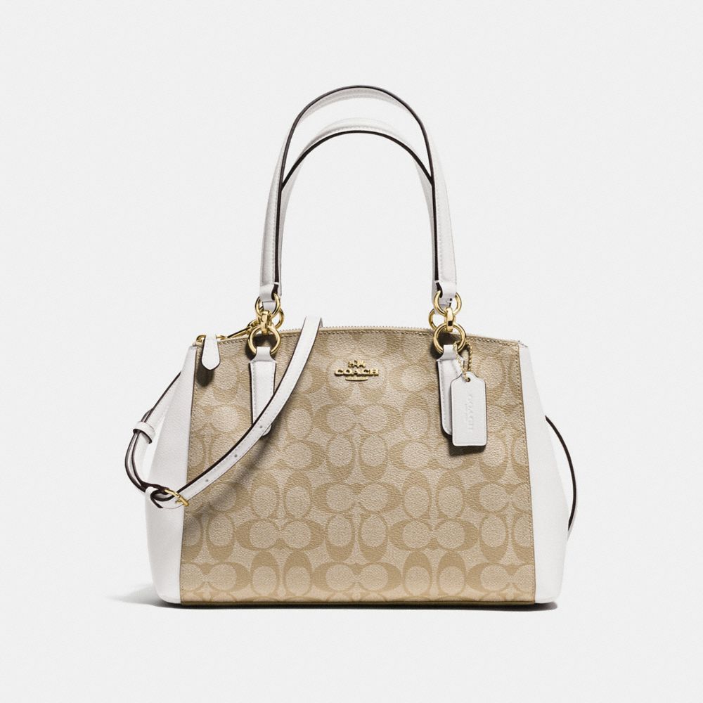 SMALL CHRISTIE CARRYALL IN SIGNATURE - COACH f58291 - IMITATION GOLD/LIGHT KHAKI/CHALK