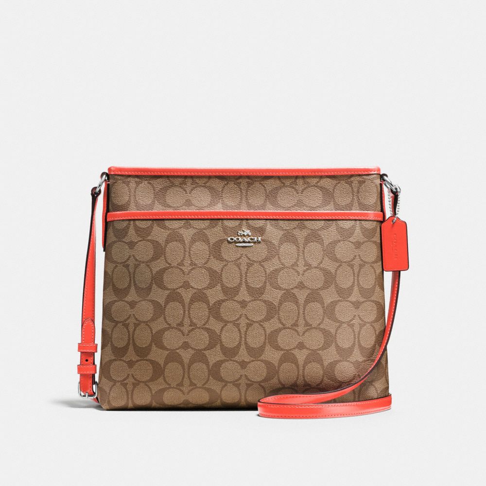 FILE BAG IN SIGNATURE COATED CANVAS - COACH f58297 -  SILVER/KHAKI