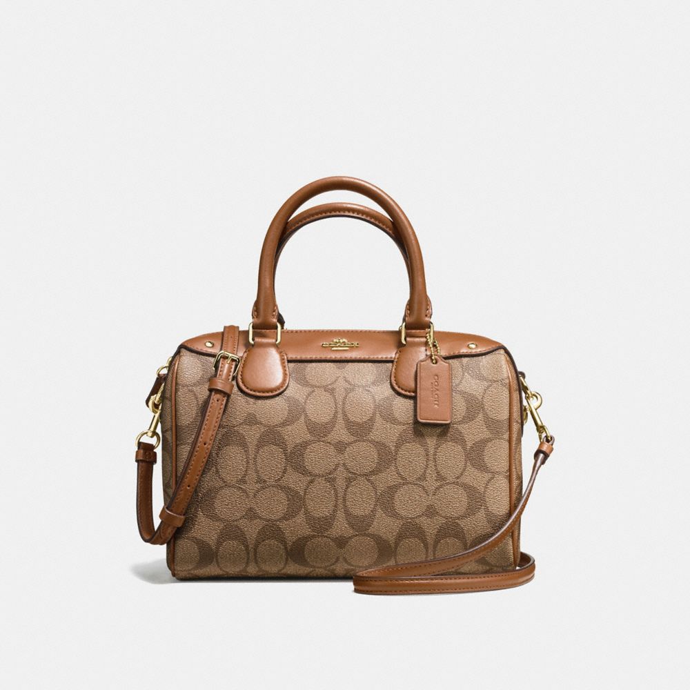 MINI BENNETT SATCHEL IN SIGNATURE - COACH f58312 - IMITATION  GOLD/KHAKI/SADDLE