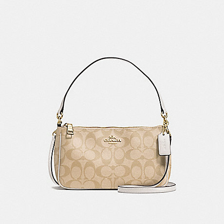 COACH MESSICO TOP HANDLE POUCH IN SIGNATURE - IMITATION GOLD/LIGHT KHAKI/CHALK - f58321