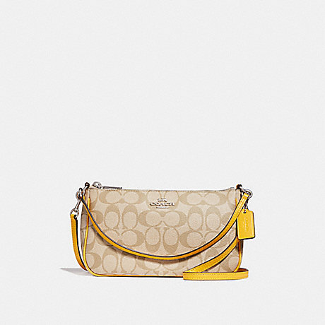COACH TOP HANDLE POUCH - LIGHT KHAKI/CANARY/SILVER - f58321