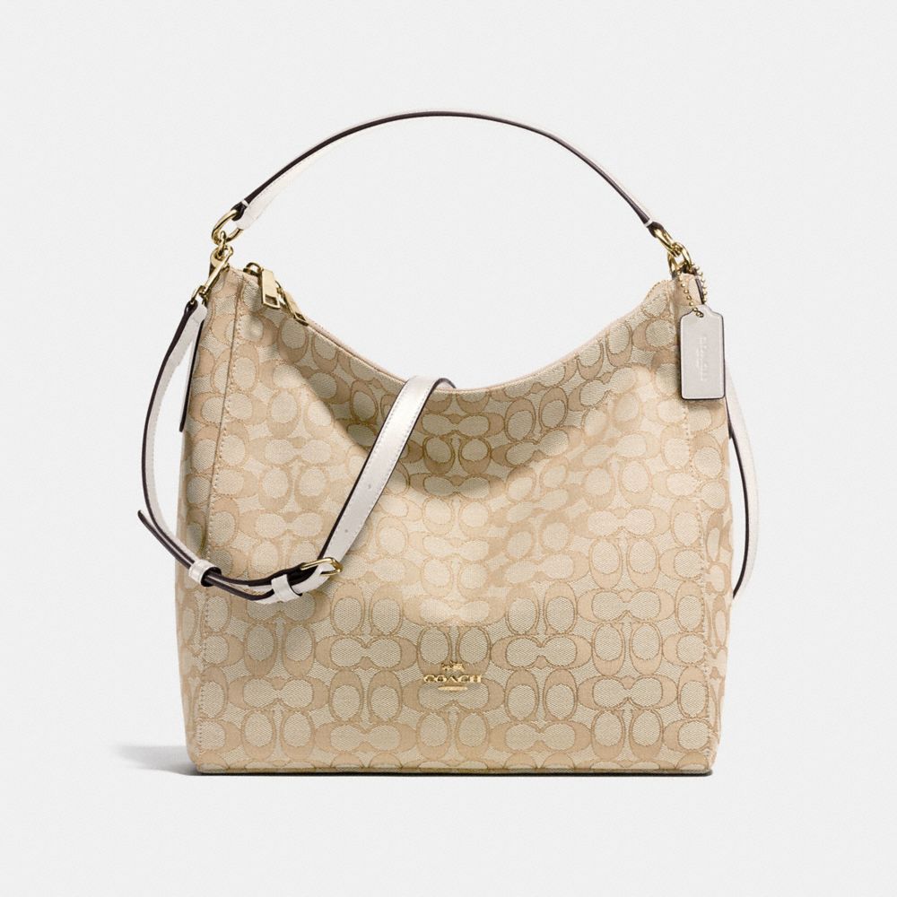 COACH CELESTE CONVERTIBLE HOBO IN OUTLINE SIGNATURE - IMITATION GOLD/LIGHT KHAKI/CHALK - F58327