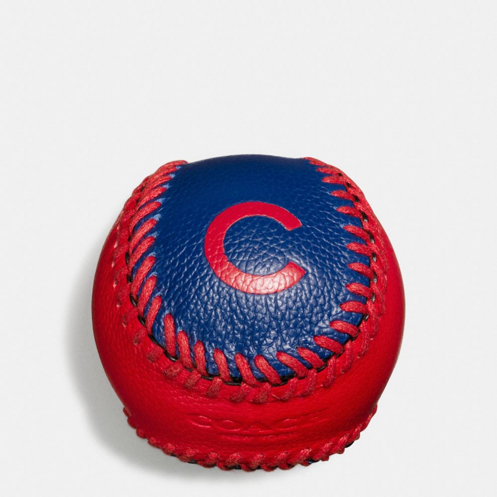 MLB BASEBALL PAPERWEIGHT IN SMOOTH CALF LEATHER - COACH f58377 - CHI CUBS