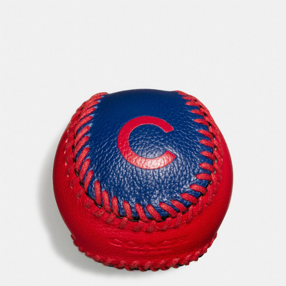 MLB BASEBALL PAPERWEIGHT IN SMOOTH CALF LEATHER - COACH f58377 -  CHI CUBS