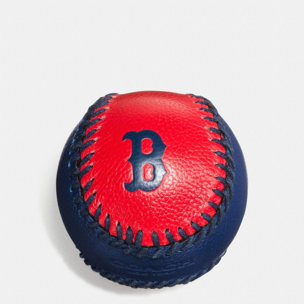 MLB BASEBALL PAPERWEIGHT IN SMOOTH CALF LEATHER - COACH f58377 -  BOS RED SOX