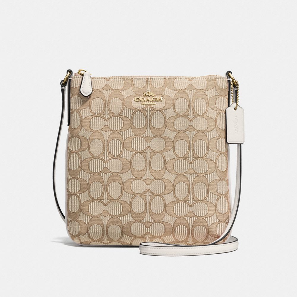 COACH NORTH/SOUTH CROSSBODY IN OUTLINE SIGNATURE JACQUARD - IMITATION GOLD/LIGHT KHAKI/CHALK - F58421