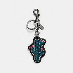 COACH EMBROIDERED CACTUS BAG CHARM - CHALK/TEAL - F58493