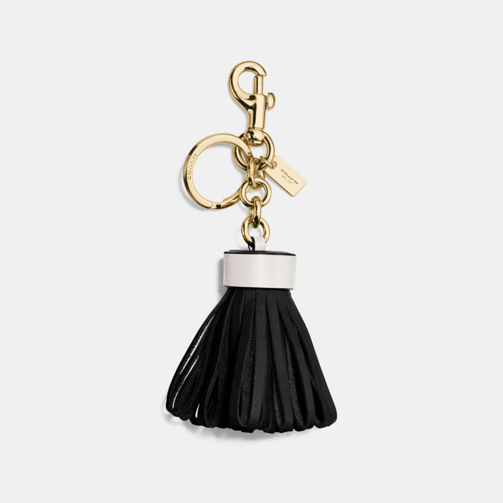 Leather Tassel Bag Charm Coach F58505 GOLD/BLACK - COACH.HANDHANDBAG.COM