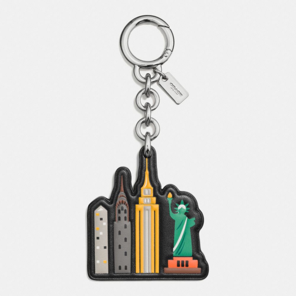 NYC SKYLINE BAG CHARM - COACH f58506 - SILVER/BLACK MULTI