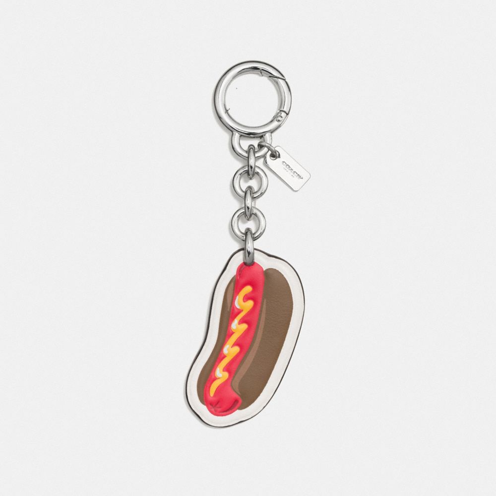 NYC HOT DOG CHARM - COACH f58509 - SILVER/SADDLE MULTI