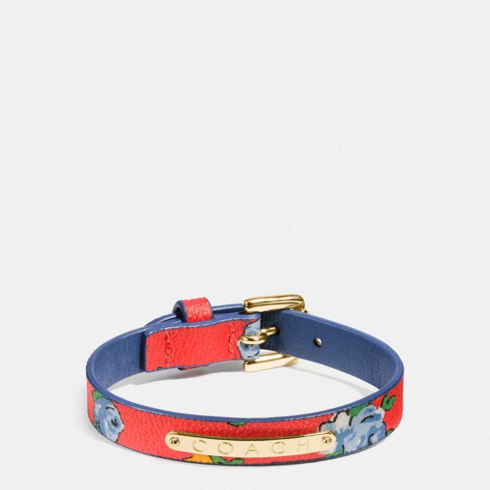 COACH FLORAL COATED CANVAS BUCKLE BRACELET - COACH f58520 - GOLD/BRIGHT RED