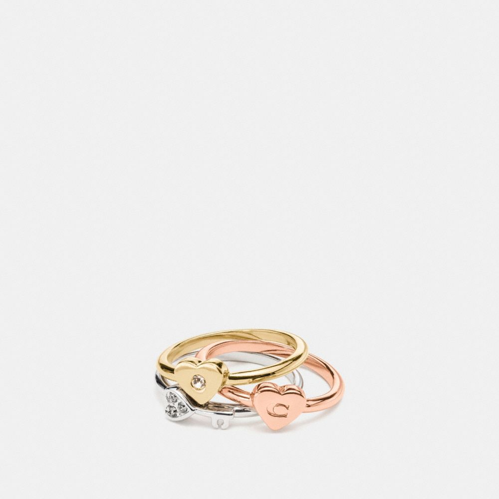 HEART MIX RING SET - COACH f58532 - GOLD/SILVER ROSEGOLD