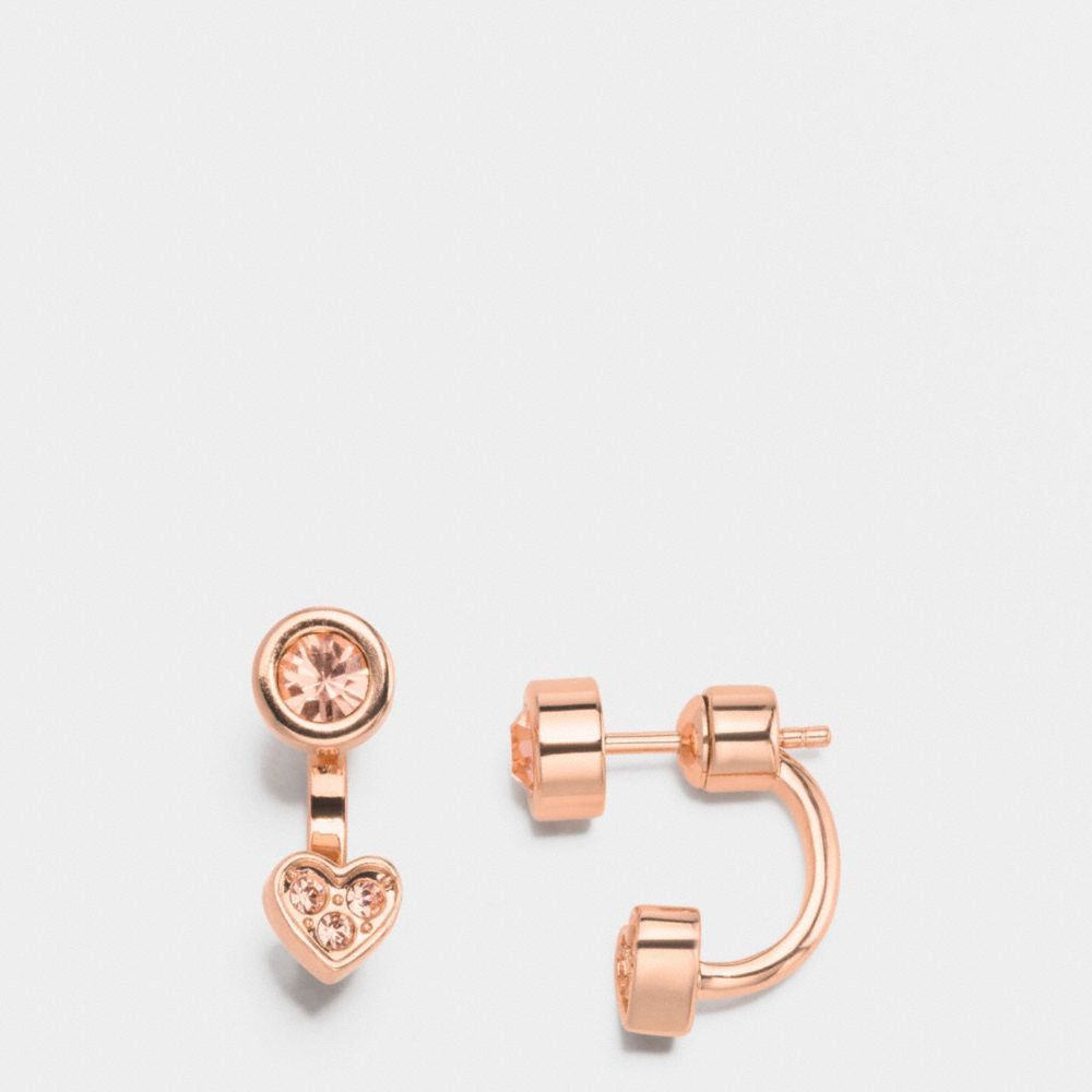 HEART DOUBLE STUD EARRINGS - COACH f58537 - ROSEGOLD