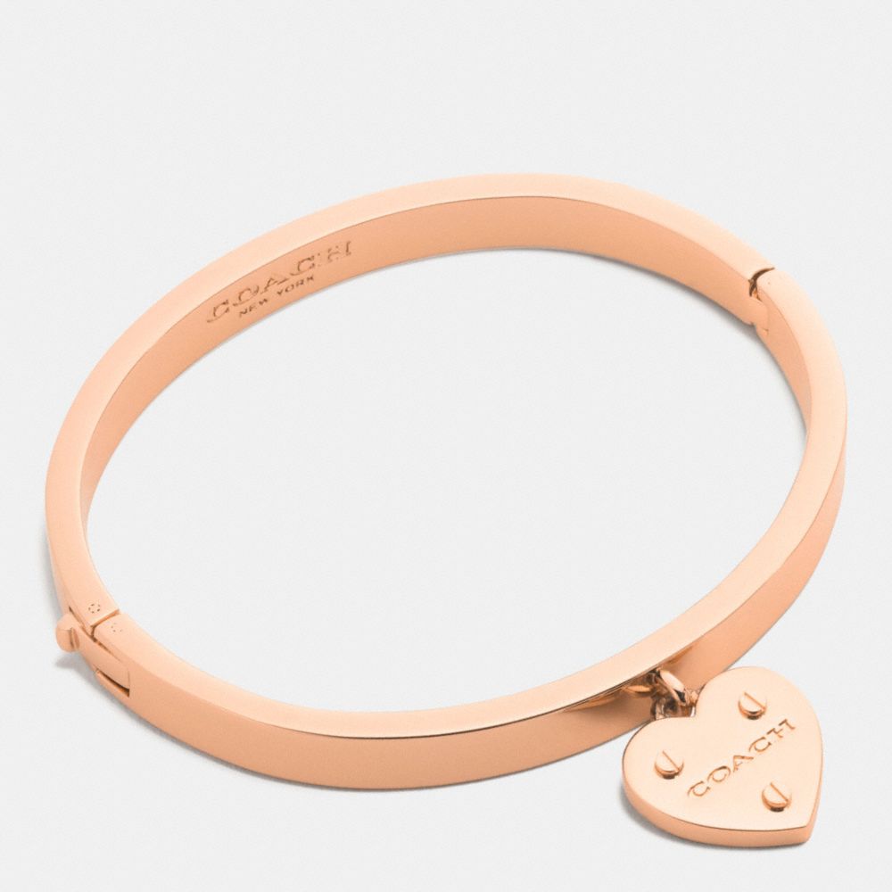 HEART CHARM HINGED BANGLE - COACH f58539 - ROSEGOLD