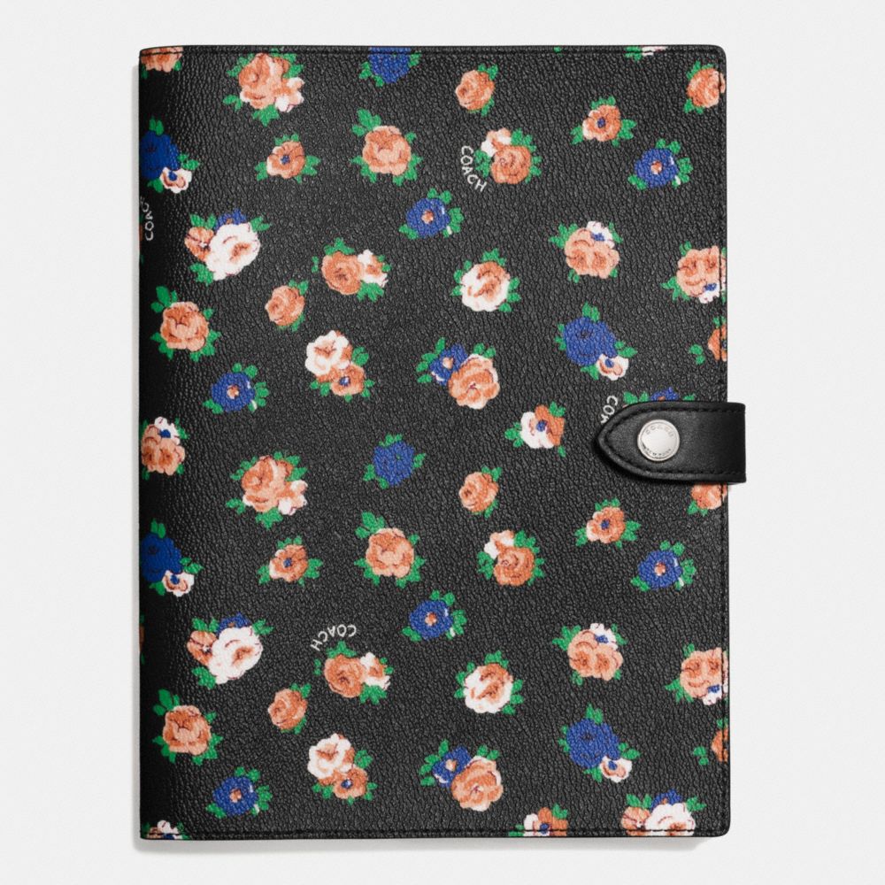 BLACK TEA ROSE FLORAL NOTEBOOK - COACH f58570 - BLACK/MULTICOLOR