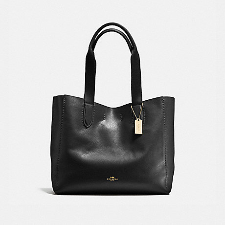 COACH DERBY TOTE IN PEBBLE LEATHER - IMITATION GOLD/BLACK OXBLOOD 1 - f58660