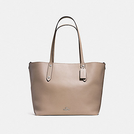 COACH LARGE MARKET TOTE IN POLISHED PEBBLE LEATHER - SILVER/STONE - f58737