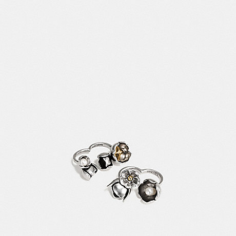 COACH STUDDED TEA ROSE DUSTER RING SET - SILVER/GOLD - f58830