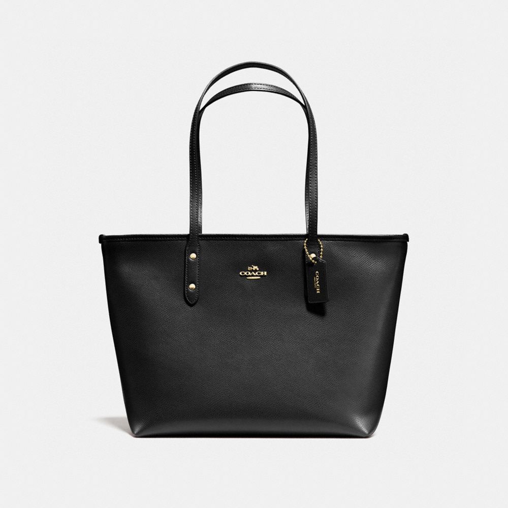 CITY ZIP TOTE IN CROSSGRAIN LEATHER - COACH f58846 - IMITATION GOLD/BLACK