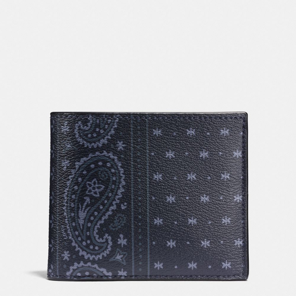 3-IN-1 WALLET IN PRAIRIE BANDANA COATED CANVAS - COACH f58932 -  MIDNIGHT NAVY