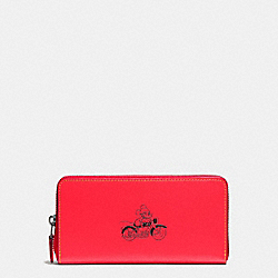 COACH ACCORDION ZIP WALLET IN GLOVE CALF LEATHER WITH MICKEY - BLACK ANTIQUE NICKEL/BRIGHT RED - F58939