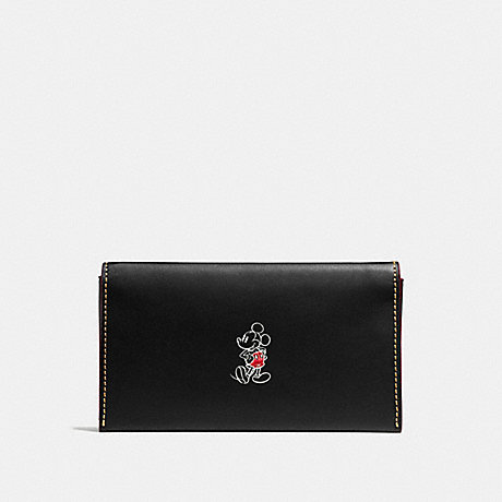 COACH UNIVERSAL PHONE CASE IN GLOVE CALF LEATHER WITH MICKEY - BLACK - f58942