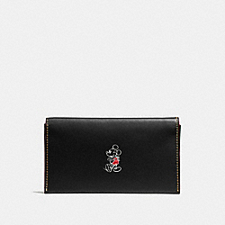 UNIVERSAL PHONE CASE IN GLOVE CALF LEATHER WITH MICKEY - f58942 - BLACK
