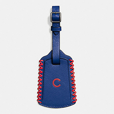 COACH MLB LUGGAGE TAG IN SMOOTH CALF LEATHER - CHI CUBS - f58943