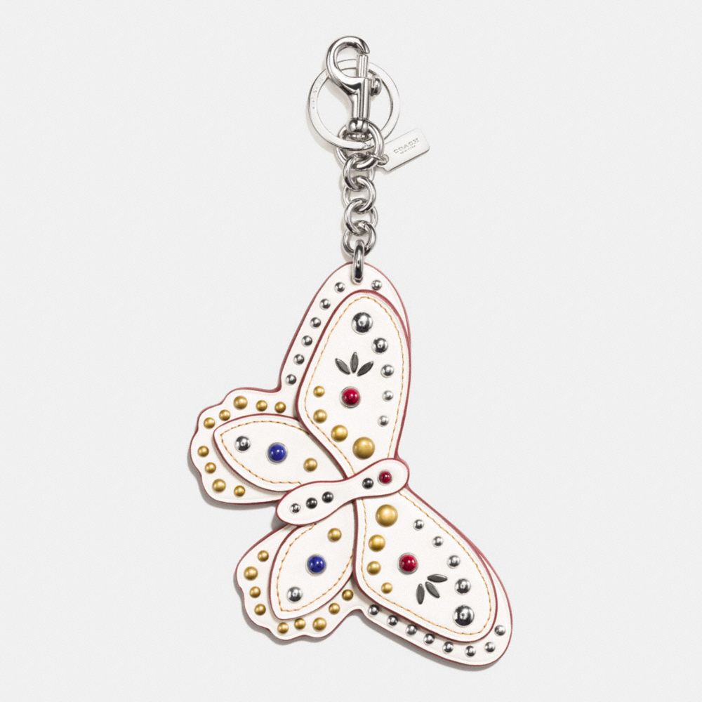 STUDDED BUTTERFLY BAG CHARM - COACH f58996 - SILVER/CHALK