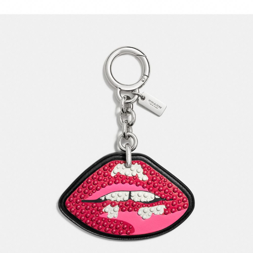 LIPS BAG CHARM - COACH f59000 - SILVER/BRIGHT PINK