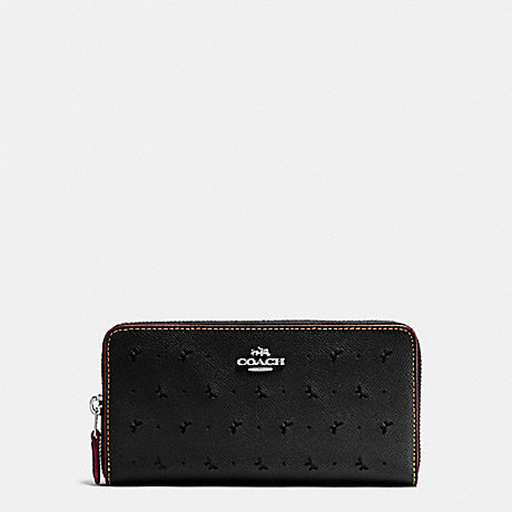 COACH ACCORDION ZIP WALLET IN PERFORATED CROSSGRAIN LEATHER - SILVER/BLACK - f59059