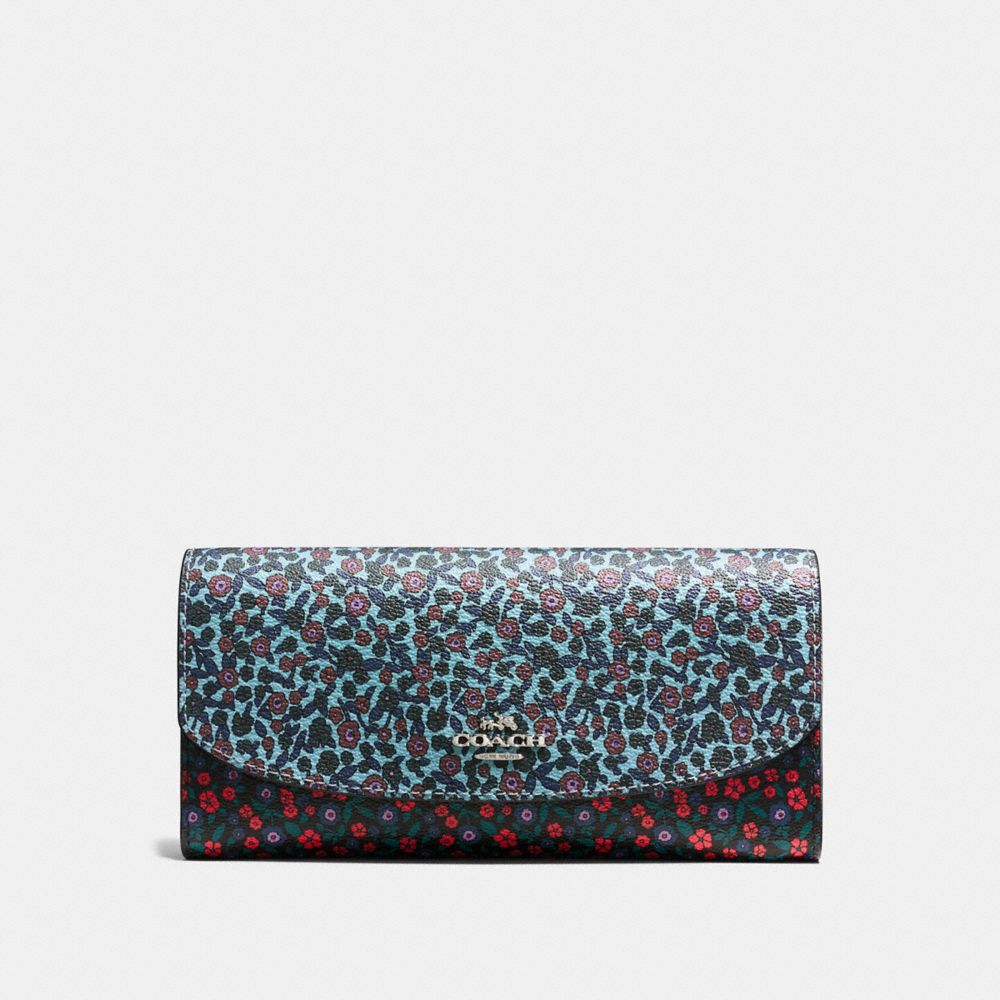 SLIM ENVELOPE WALLET IN RANCH FLORAL PRINT MIX COATED CANVAS - COACH f59060 - SILVER/MULTI