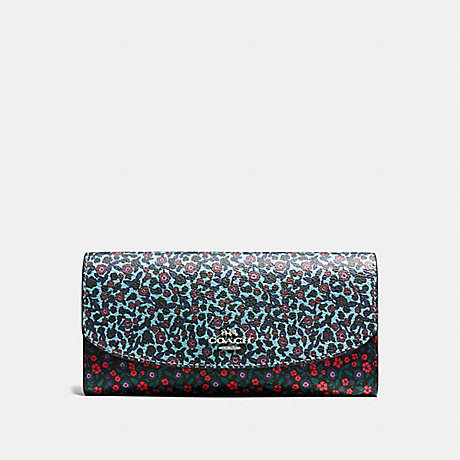 COACH SLIM ENVELOPE WALLET IN RANCH FLORAL PRINT MIX COATED CANVAS - SILVER/MULTI - f59060