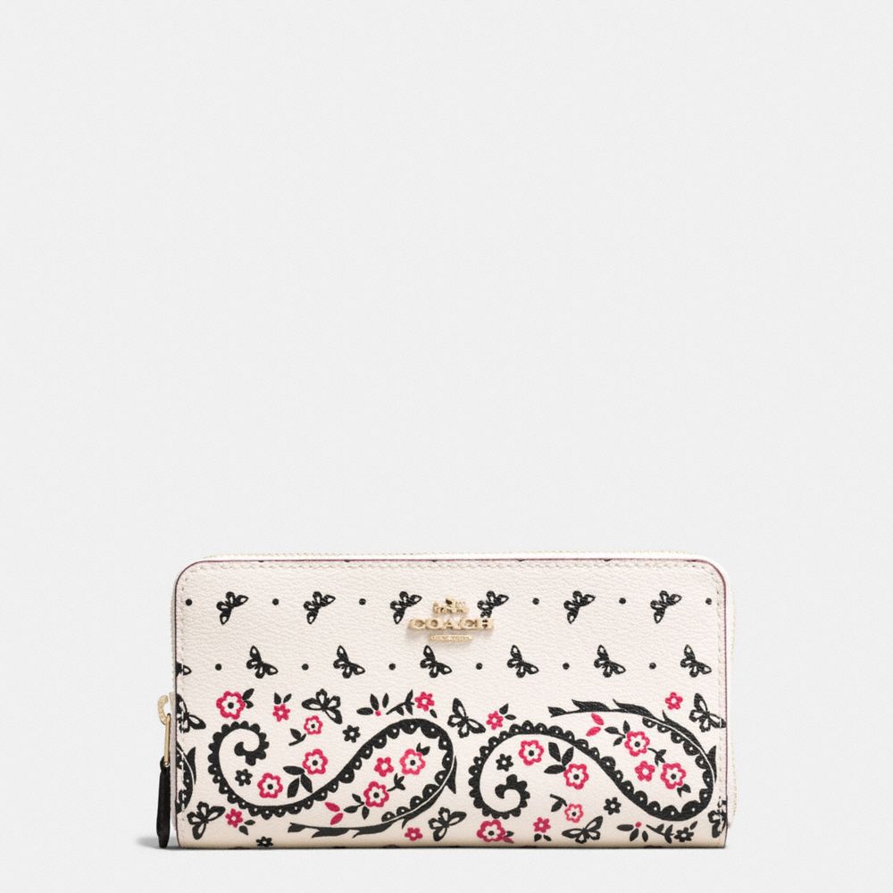 ACCORDION ZIP WALLET IN BUTTERFLY BANDANA PRINT COATED CANVAS - COACH f59063 - IMITATION GOLD/CHALK/BRIGHT PINK