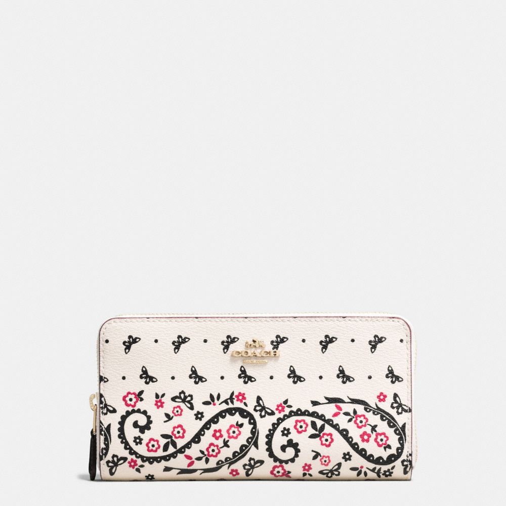 ACCORDION ZIP WALLET IN BUTTERFLY BANDANA PRINT COATED CANVAS -  COACH f59063 - IMITATION GOLD/CHALK/BRIGHT PINK