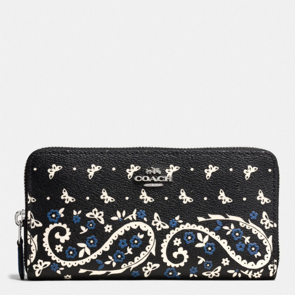 ACCORDION ZIP WALLET IN BUTTERFLY BANDANA PRINT COATED CANVAS -  COACH f59063 - SILVER/BLACK LAPIS