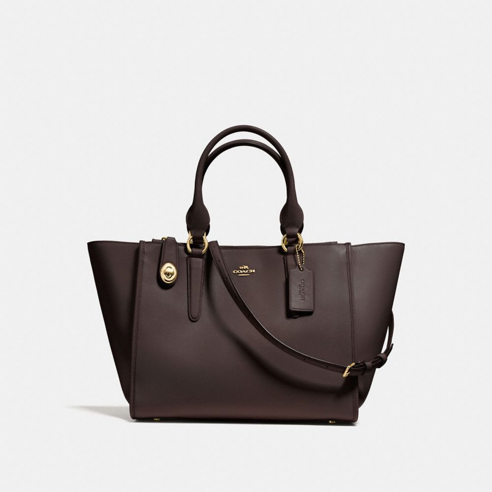 COACH CROSBY CARRYALL IN CALF LEATHER - LIGHT GOLD/DARK BROWN - F59182